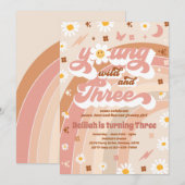 Young Wild and Three Hippie 3rd Birthday Party Kaart (Voorkant / Achterkant)