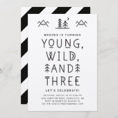 Young Wild and Three Kraft Birthday Invitation (Voorkant / Achterkant)