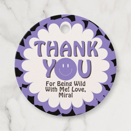 Young Wild and Three Lavender 3e Verjaardagsfeestj Bedankjes Labels (Voorkant)