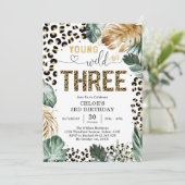 Young Wild and Three Leopard Boy 3rd Birthday Kaart (Staand voorkant)
