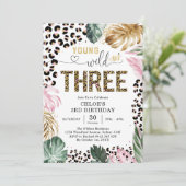 Young Wild and Three Leopard Girl 3rd Birthday Kaart (Staand voorkant)