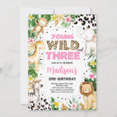 Young Wild and Three Leopard Print Safari Birthday Kaart (Voorkant)