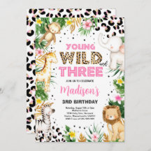 Young Wild and Three Leopard Print Safari Birthday