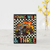 Young Wild And Three Monster Truck 3rd Birthday 3y Kaart (Gele Bloem)