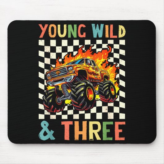 Young Wild And Three Monster Truck 3rd Birthday 3y Muismat (Voorkant)