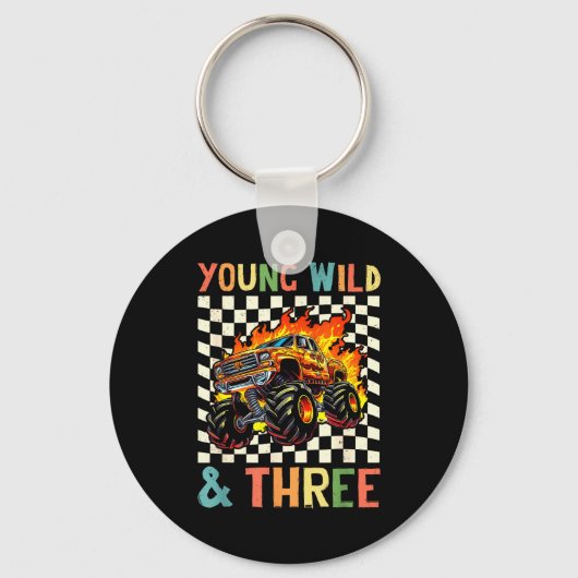Young Wild And Three Monster Truck 3rd Birthday 3y Sleutelhanger (Voorkant)