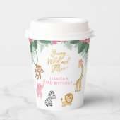 Young Wild and Three - Pink Safari Girl's 3de Papieren Bekers (Voorkant)