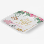 Young Wild and Three - Pink Safari Girl's 3de Papieren Bordje (Gebogen)