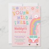 Young Wild and Three Retro Birthday Invitations Kaart (Voorkant)