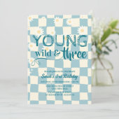 Young Wild and Three Retro Daisy 3rd Birthday Kaart (Staand voorkant)