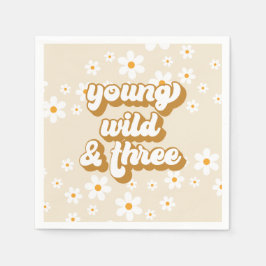 Young Wild and Three Retro Daisy 3rd Birthday Servet