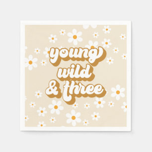Young Wild and Three Retro Daisy 3rd Birthday Servet