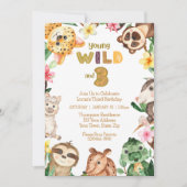 Young Wild and Three Safari Animal 3rd Birthday Kaart (Voorkant)