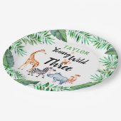 Young Wild and Three Safari Animal 3rd Birthday Papieren Bordje (Gekanteld)