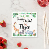 Young Wild and Three Safari Animal 3rd Birthday Servet (Insitu)