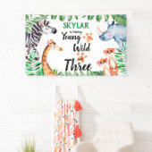 Young Wild and Three Safari Animal 3rd Birthday Spandoek (Insitu)