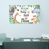 Young Wild and Three Safari Animal 3rd Birthday Spandoek (Beurs)