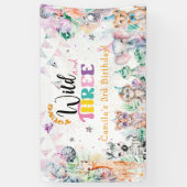 Young Wild and Three Safari Animal 3rd Birthday Spandoek (Verticaal)