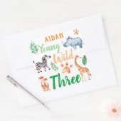 Young Wild and Three Safari Animal 3rd Birthday Vierkante Sticker (Envelop)