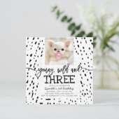 Young Wild and Three Safari Animal Print Birthday Kaart (Staand voorkant)