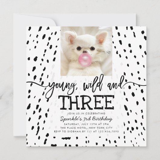 Young Wild and Three Safari Animal Print Birthday Kaart (Voorkant)