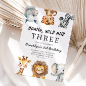 Young Wild and Three Safari Birthday Party Kaart