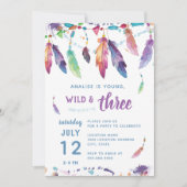 Young Wild and Three/Third Birthday Invitation Kaart (Voorkant)