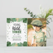 Young Wild and Three Tropical Safari Boy Birthday Kaart (Staand voorkant)
