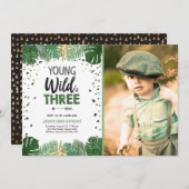 Young Wild and Three Tropical Safari Boy Birthday Kaart (Voorkant / Achterkant)