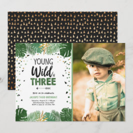 Young Wild and Three Tropical Safari Boy Birthday Kaart
