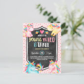 Young Wild and Three Unicorn Birthday Party Briefkaart (Staand voorkant)