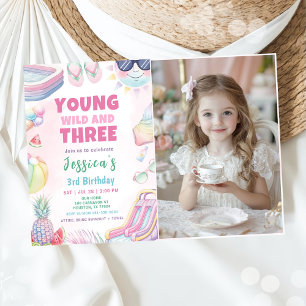 Young Wild And Three - Zomer Meisje Verjaardag Fot Kaart