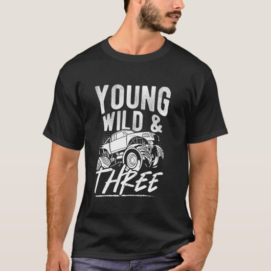 YOUNG WILD DRIE 3e verjaardag Monster Truck T-shirt (Voorkant)