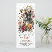 Young Wild Drie 3rd Birthday Kinder Cute Tiger Kaart (Staand voorkant)