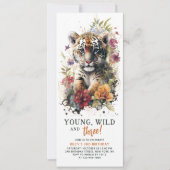 Young Wild Drie 3rd Birthday Kinder Cute Tiger Kaart (Voorkant)