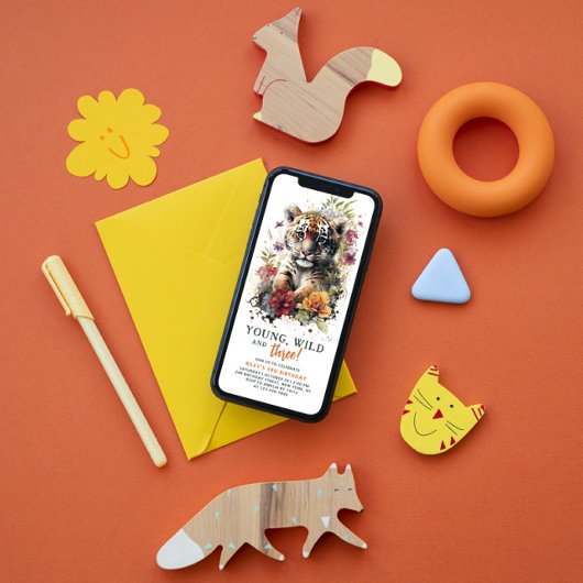 Young Wild Drie 3rd Birthday Kinder Cute Tiger Kaart