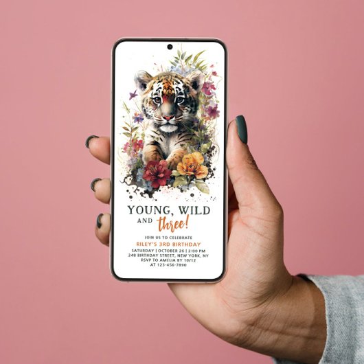Young Wild Drie 3rd Birthday Kinder Cute Tiger Kaart