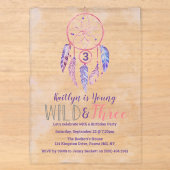 Young, Wild & Drie Boho 3e Verjaardag Acryl Uitnodigingen (Voorkant)