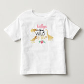 Young Wild & Drie Dinosaurussen Meisjes 3e Verjaar Kinder Shirts (Voorkant)