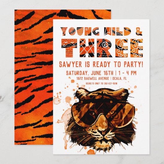 Young, Wild & Drie | Punk Tijger Kaart (Voorkant / Achterkant)