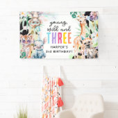 Young, Wild & Drie Safari Dieren 3e Verjaardag Spandoek (Insitu)