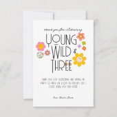 Young, Wild & Drie | Verjaardags Thank You Kaart | (Voorkant)