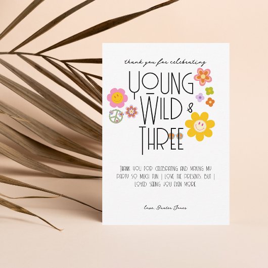 Young, Wild & Drie | Verjaardags Thank You Kaart |