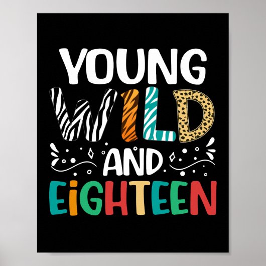 Young Wild en achttien grappige 18e verjaardag Poster (Voorkant)