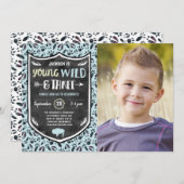 Young Wild en drie derde verjaardagsfeestfoto Kaart (Voorkant / Achterkant)