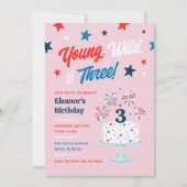 Young Wild en drie derde verjaardagsfeestjes Kaart (Voorkant)