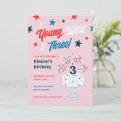 Young Wild en drie derde verjaardagsfeestjes Kaart (Staand voorkant)