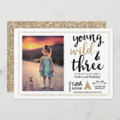 Young Wild en Drie Foto Uitnodiging (Voorkant / Achterkant)