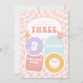 Young Wild en drie | Meisjes 3e retro verjaardag Kaart (Voorkant)