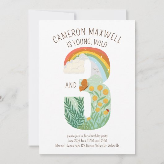 Young Wild en drie Naturen geïnspireerd op verjaar Kaart (Voorkant)